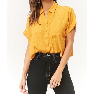 Dot Print Cropped Shirt